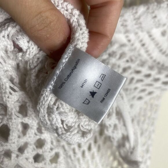 Venus White Coastal Crochet Knit Net Top Swim Cover Size Large - Picture 8 of 8